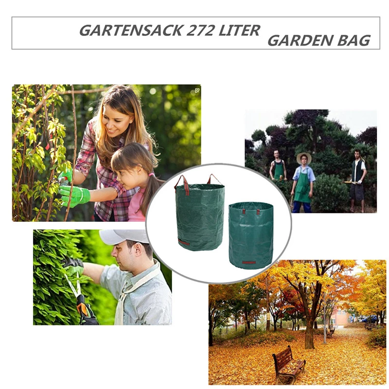 

1Pc 60L Large Capacity Heavy Duty Garden Waste Bag Durable Reusable Waterproof PP Yard Leaf Weeds Grass Storage Container