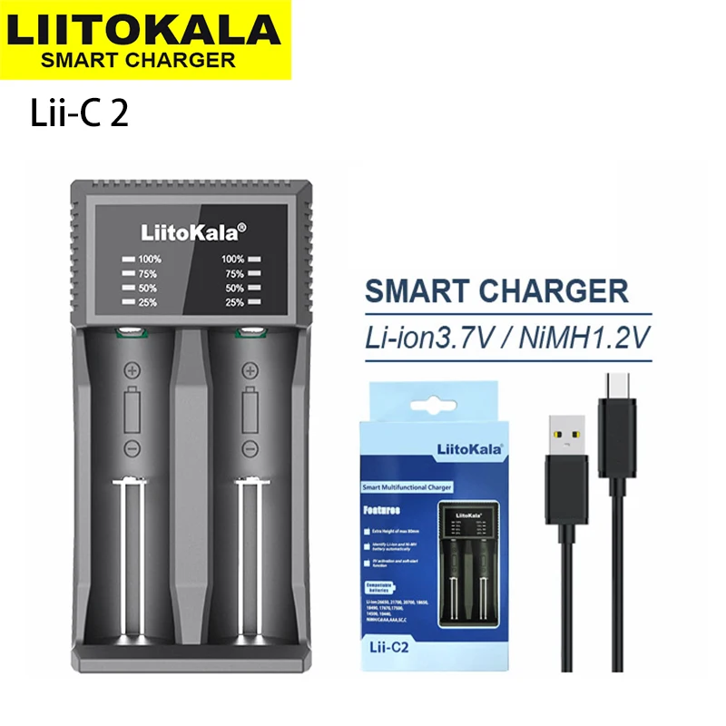 

Умное Универсальное зарядное устройство LiitoKala для планшетов 18650, 21700, 26650, 17500 в, AA, AAA, SC/1,2
