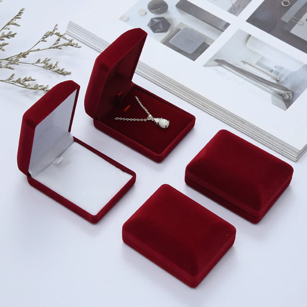 10Pcs Jewel Box High-grade Jet Velvet Pendant Flocked Flannelette Jewelry Packaging Gift