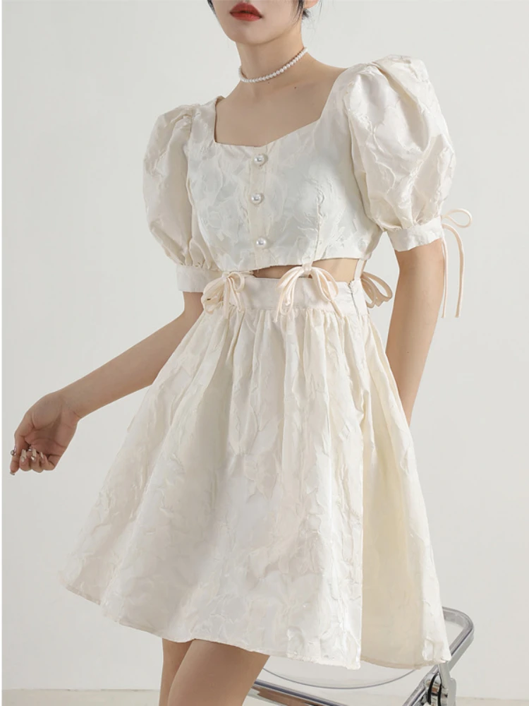 

Design Niche Skirt Casual Short Sleeve Dress Summer Dress Hollow Sexy Mini Dress Design Korean Fashion Evening Dress Female