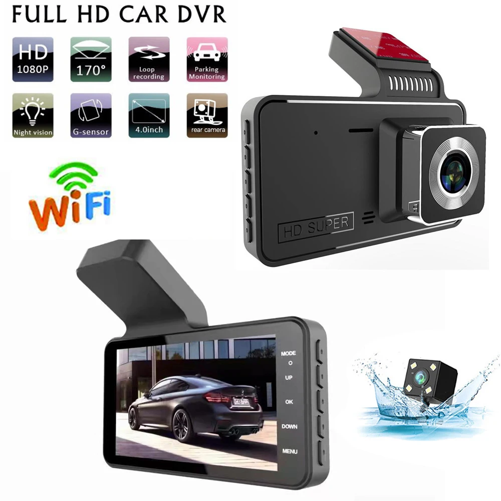 

Car DVR Dash Cam 1080P HD Drive Video Recorder Parking Mode WiFi App Control Night Vision Auto Black Box Rear View Registrator