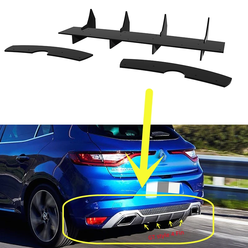 Фото Подходит для Renault Megane GT Style 2015, 2016, задний диффузор, бампер, спойлер, сплиттер, комплект кузова, аксессуары №1