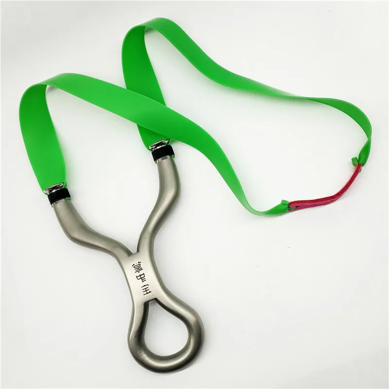 Titanium Steel Recurved Flat Leather Head Over-the-top Slingshot 304 Stainless Cold Bend Outdoor Hunting Catapult Tool |