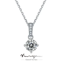 vinregem 925 sterling silver 18k white gold moissanite 100 pass test diamond necklace fine jewelry for women gift drop shipping