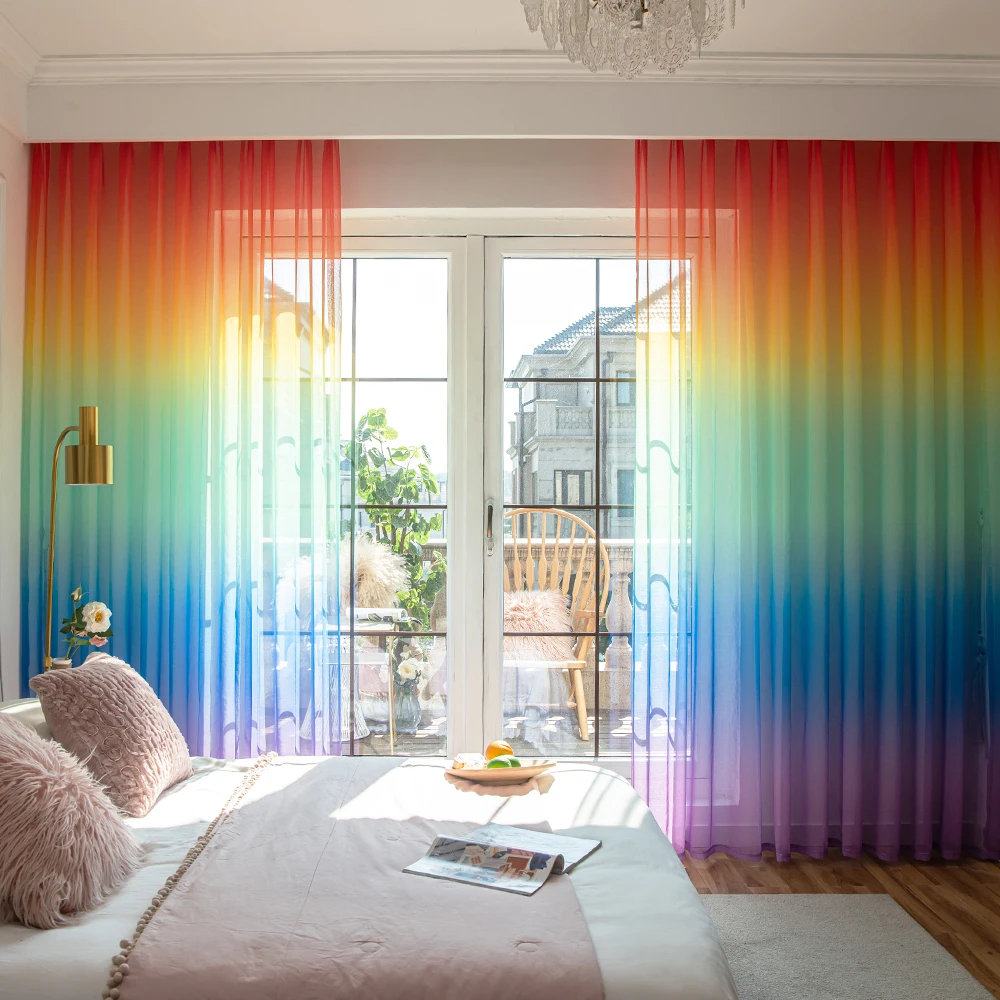 

Радужные прозрачные шторы из полиэстера