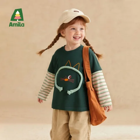 Детский топ Amila с котом, хлопок