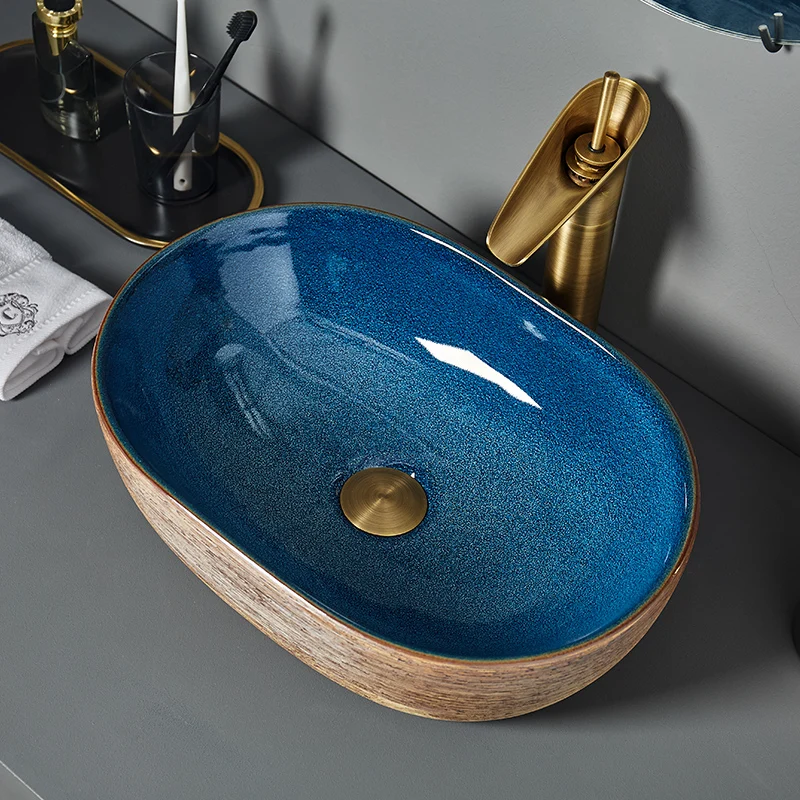 

China Artistic Procelain Handmade Europe Vintage Ceramic Lavabo Bathroom Sink Counter top chinese ceramic wash basin sinks