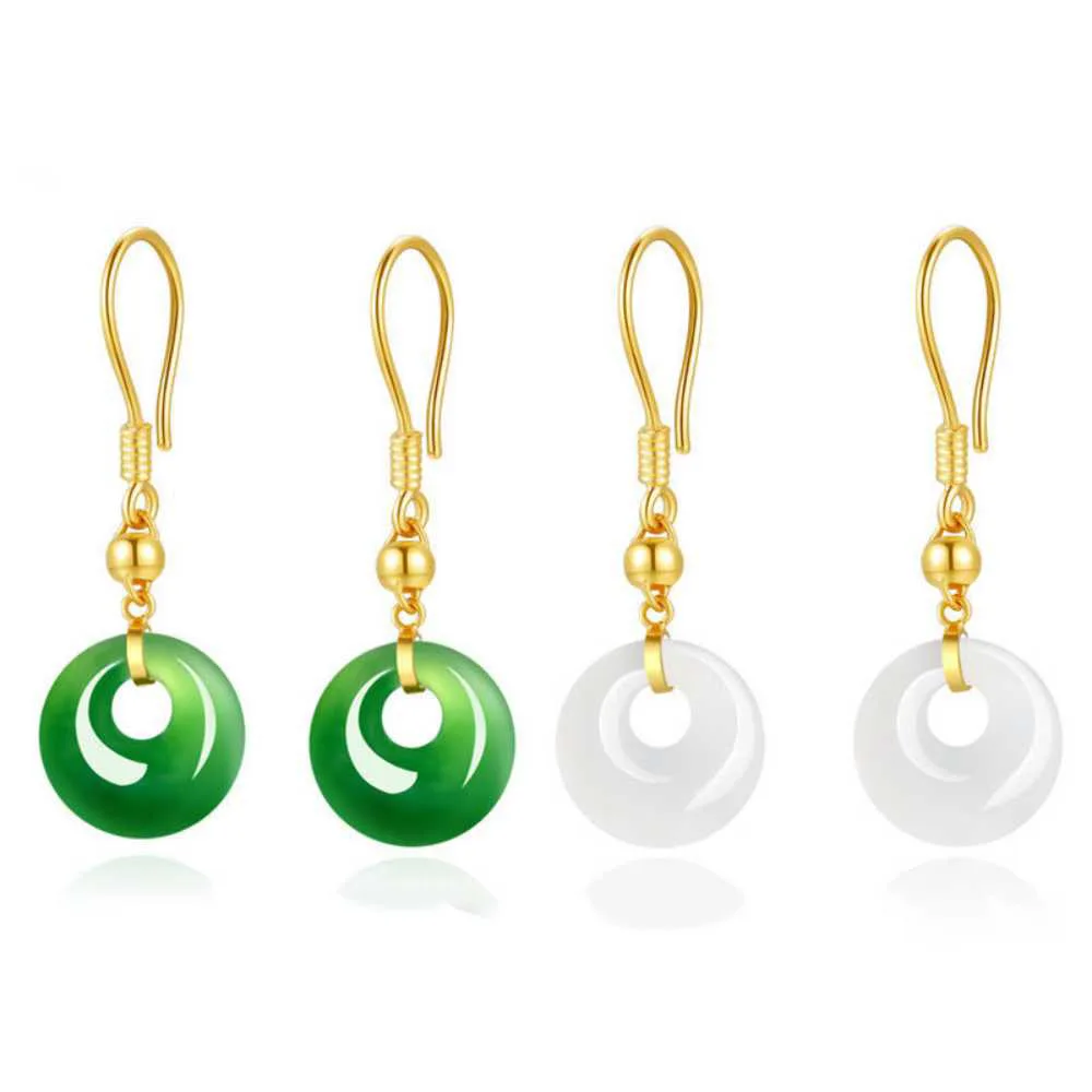 

Top Emerald Natural Icy Green Jade Jadeite safeness earrings Hook CARNIVAL New Year FOOL'S DAY Ear stud Accessories Thanksgiving