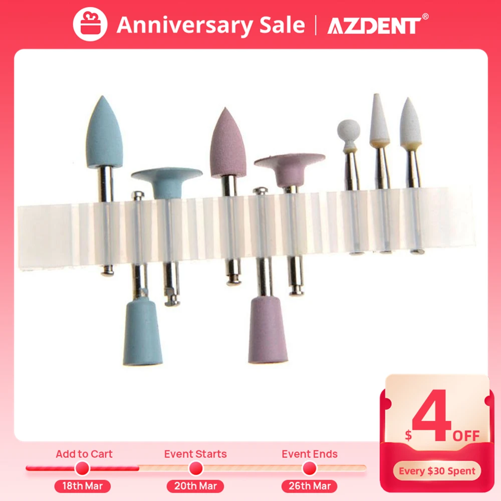 

9PCS/Box AZDENT Dental Composite Polishing Kit RA 0309 for Low Speed Handpiece Contra Angle Ceramic Silicone Rubber Polishers