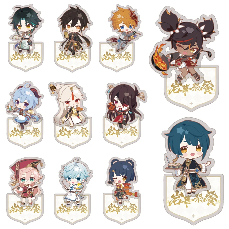 

8cm Anime Genshin Impact Acrylic Stand Venti Klee Diluc Cute Cartoon Figure Model Plate Desktop Decor Fans Gift Cosplay Props