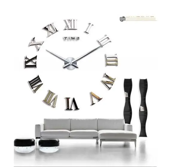 

1set/lot 3d Big Acrylic Mirror Wall Clock Diy Quartz Clocks Modern Home Decoration Living Room Stickers