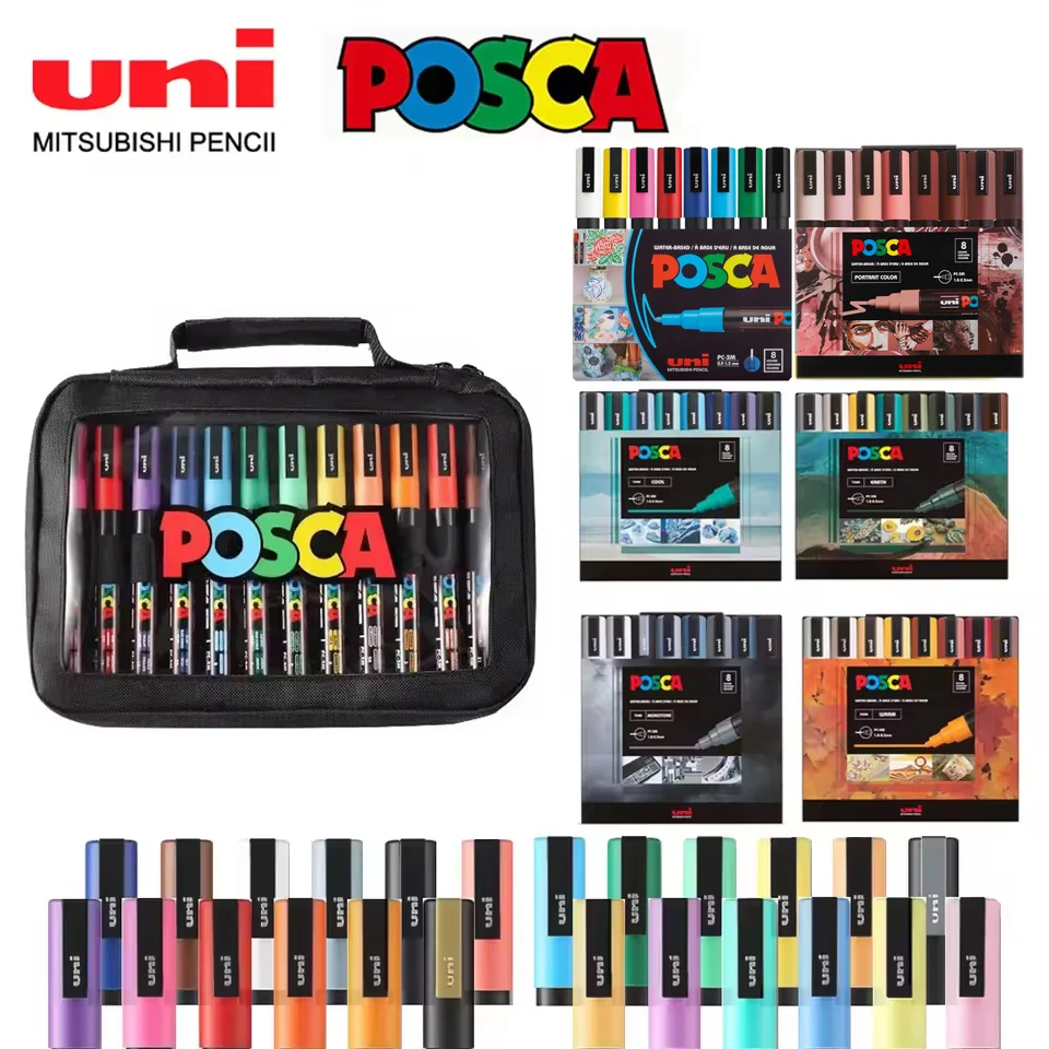 Фото Набор цветных маркеров Uni Posca, полный наконечник, размер, перманентные граффити, профессиональные ручки для рисования, принадлежности для художников, вещи для рукоделия, дети №1
