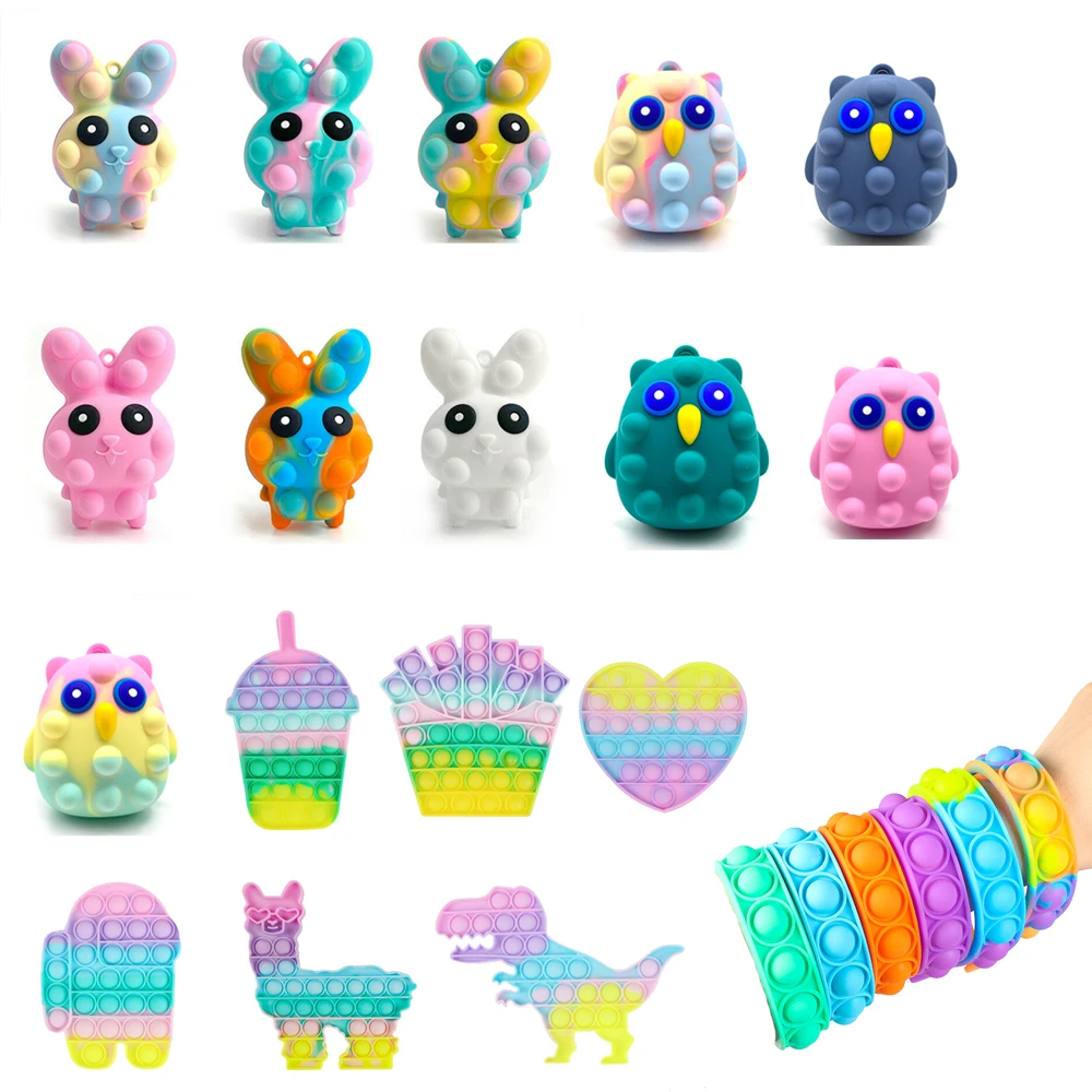 

3D Fidget Reliver Stress Toys Pop Rainbow Push Its Bubble Antistress Toys Simple Dimple Sensory Toy To Relieve Autism