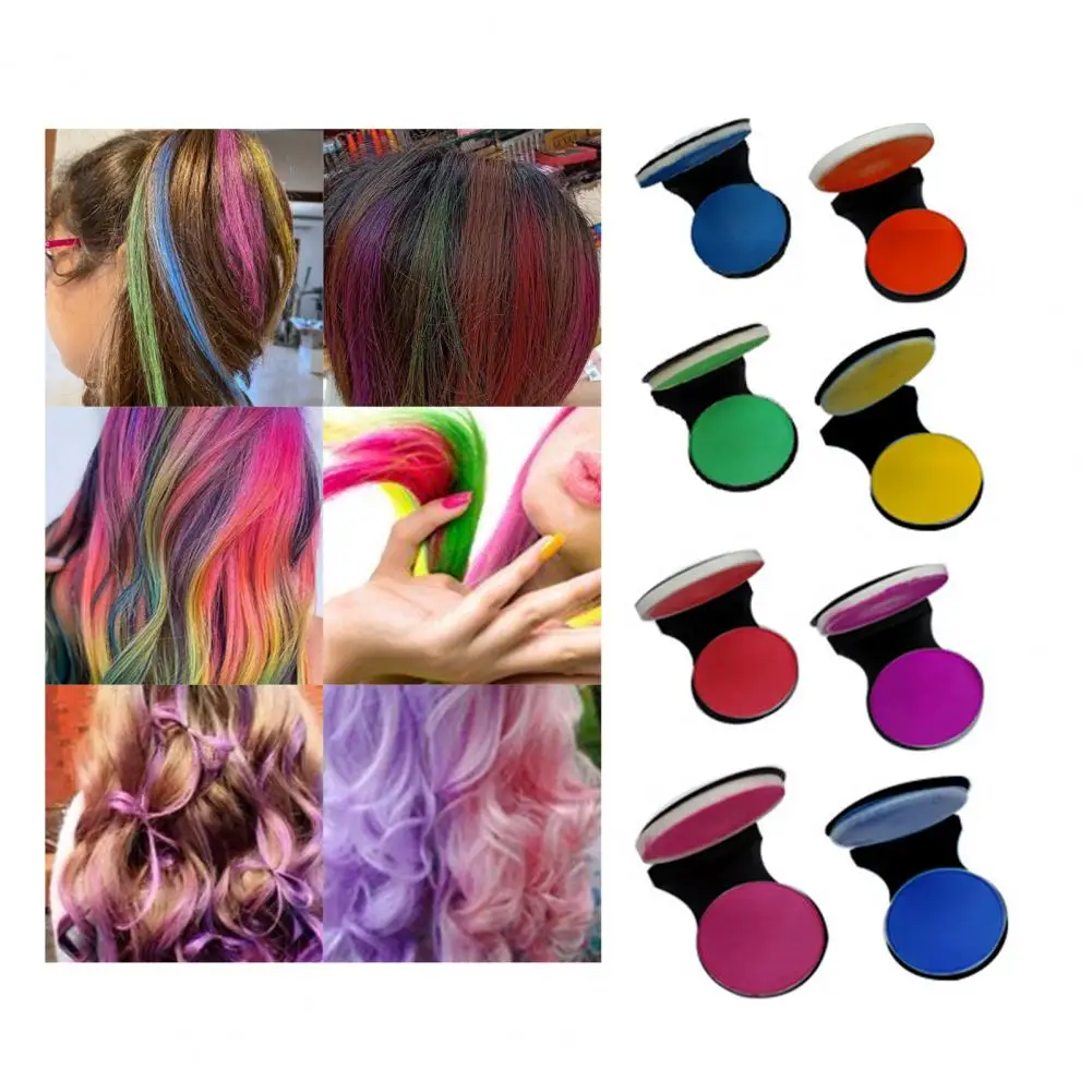 

8Pcs/Set Hair Color Chalk Powder Temporary Hair Spray DIY Women Pastels Salon Beauty Hair Dye Brush Colorful Paint Styling