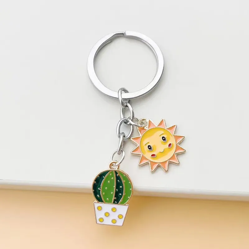 

Cactus Potted Sun Tropical Plant Key Chains, keyring,Women Jewelry Man Accessory Pendant Fashion