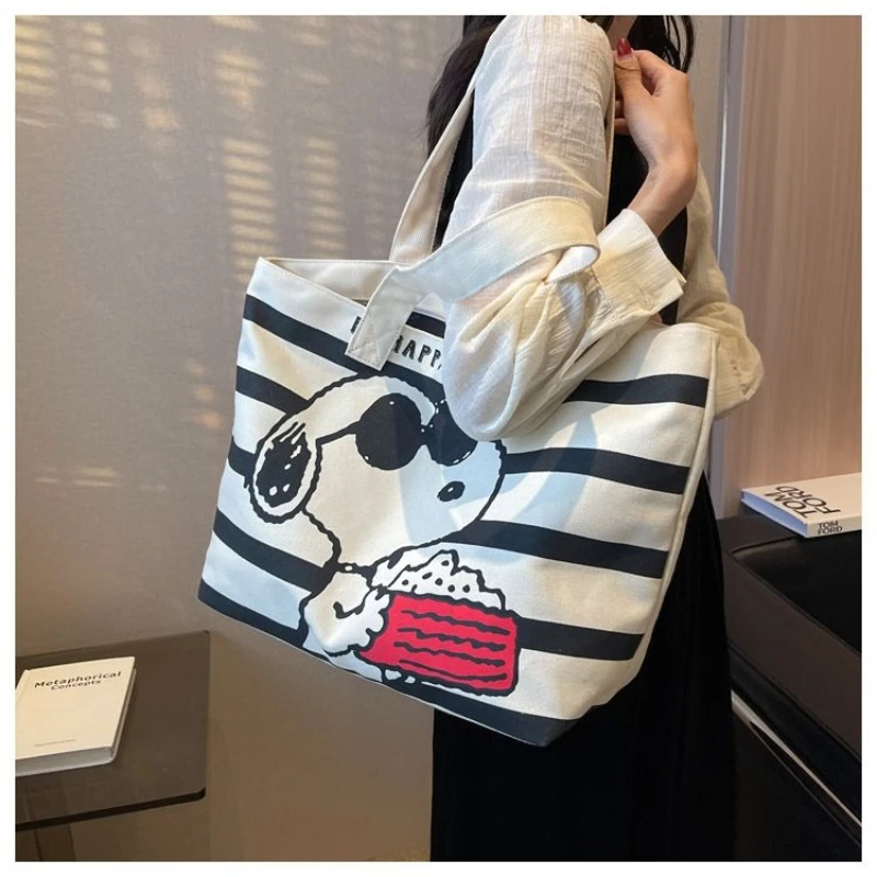 

Canvas Bag for Women Large Capacity Bag Female 2023 New Cartoon Snoopy Handbag Shopping Bag Shoulder Tote Bag Luxury Purses