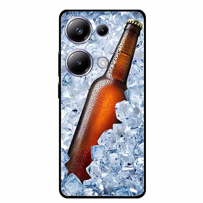 Для Xiaomi POCO M6 Pro 4G Задняя крышка Чехол M 6 M6Pro Черный силиконовый мягкий чехол для Redmi