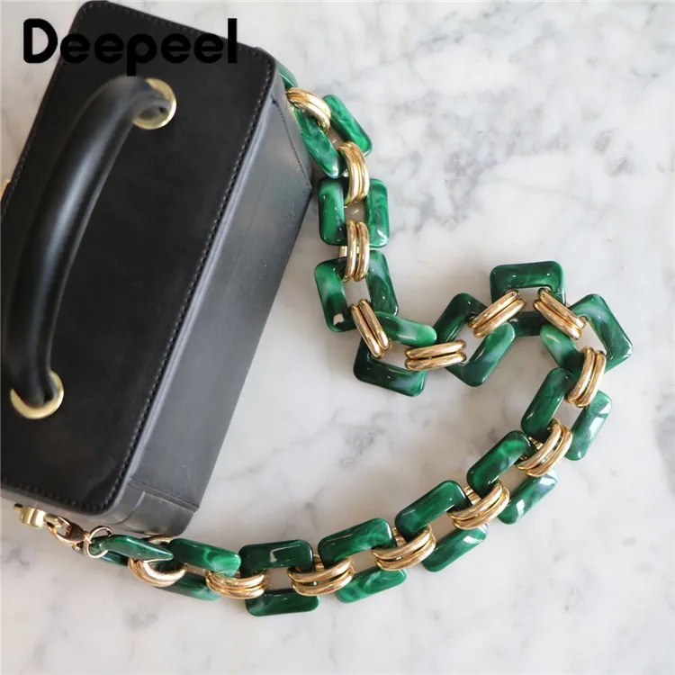 1Pc Deepeel 3x50cm Acrylic Alloy Handmade Chain Bag Shoulder Strap Resin Plastic Handbag Detachable Replacement Straps Accessory