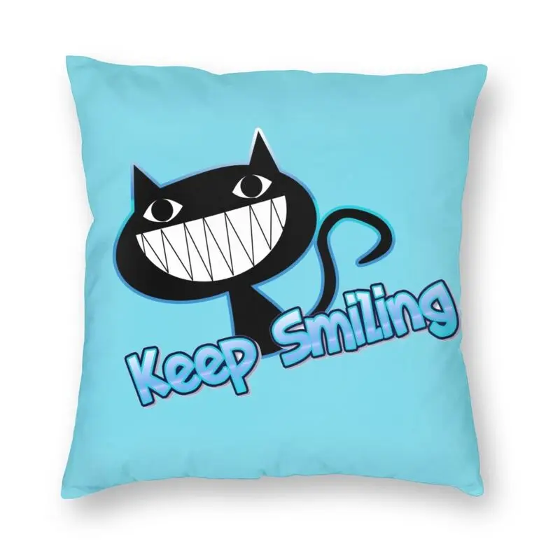 

Personalized Funny Black Cat Keep Smiling Square Throw Pillow Case Home Decorative Print Animal Cartoon Cushion Cover for Sofa