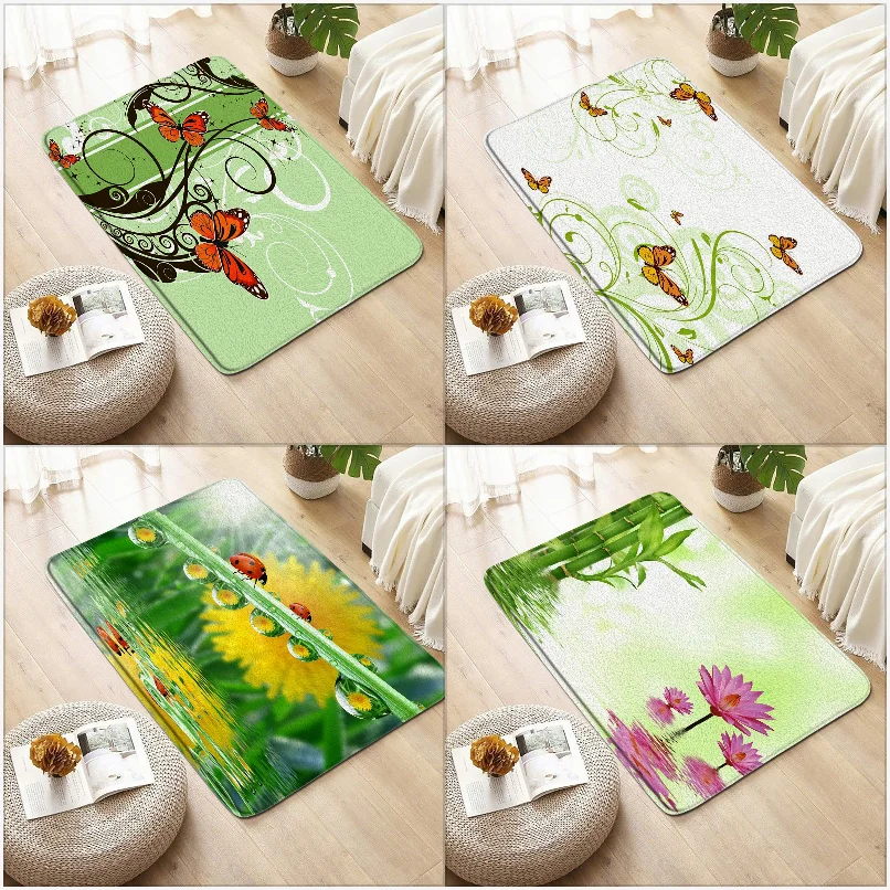 Ручная роспись бабочки Цветочный узор Коврик для ванной коврики для ванной коврик для двери Нескользящие Коврики для ног коврик для ванной кухни комнаты