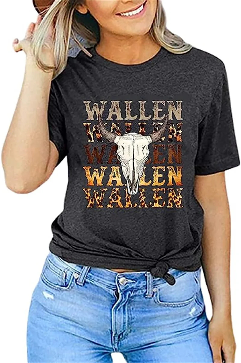 

Женская Винтажная Футболка с принтом черепа быка и леопарда, Повседневная футболка для езды по дереву и музыки, футболка в ковбойском стиле для девушек