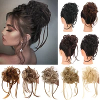 difei new synthetic messy chignon for woman hair extension elastic hair ring curly fakehair heat resistant hairpiece pigtails