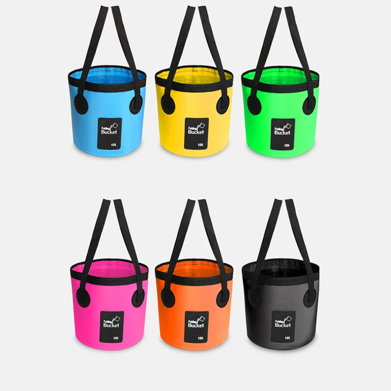 12L 20L Water Bag Portable Bucket Water Storage Carrier Bag Container Waterproof Camping Hiking Fishing Travel Fold Bucket Bags