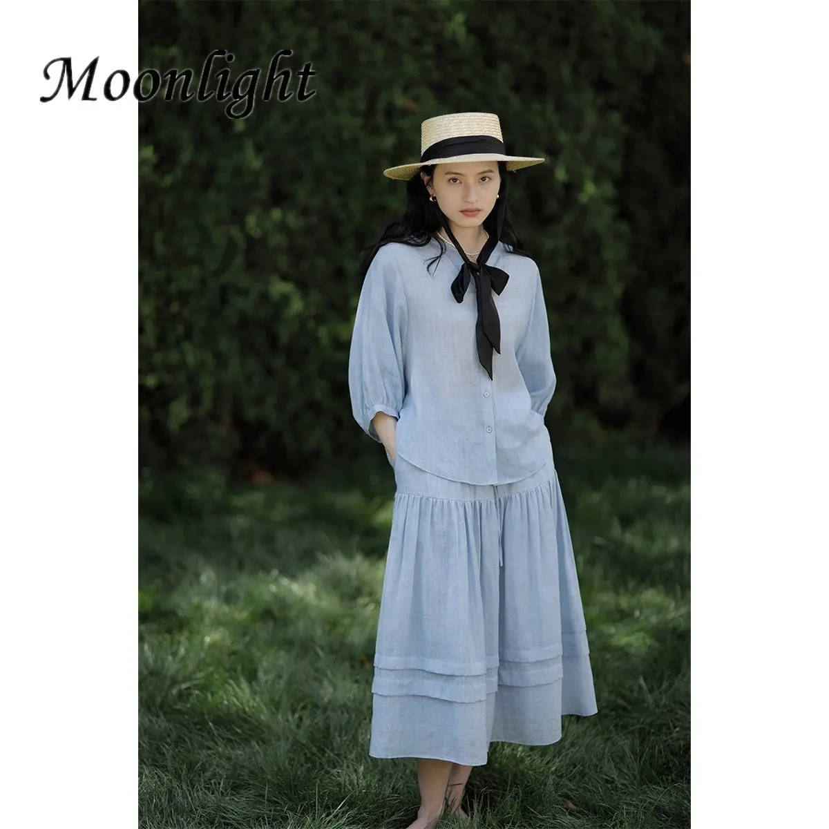 

Vintage Cotton Linen Long Skirts Women Summer Japanese Solid Color Elastic High Waist A Line Skirt Korean Fashion Casual Falda