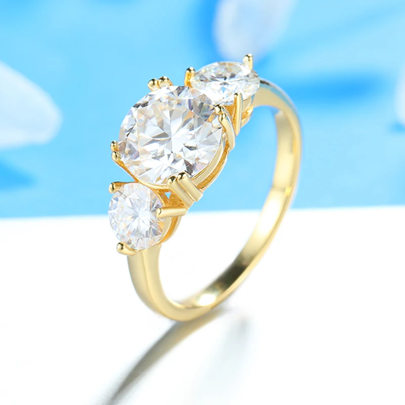 

Smyoue 3ct 100% Full Moissanite Diamond Ring for Women Bride Sparkly Wedding Promise Rings S925 Plated 18k Gold Band Wholesale