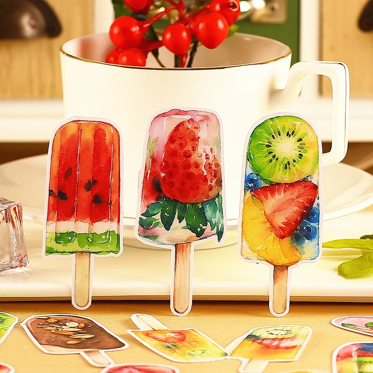 

15pcs Summer fruit popsicle stickers/Scrapbooking Stickers /Decorative Sticker /DIY Craft Photo Albums