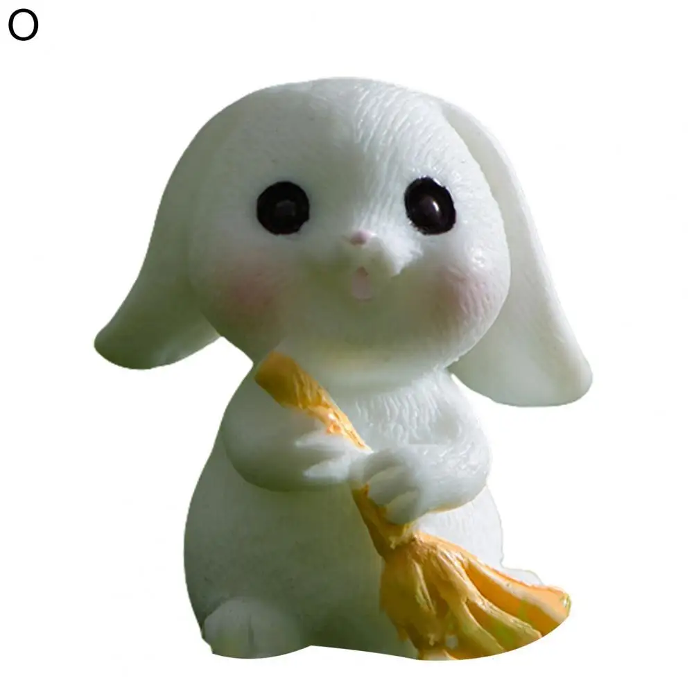 

Practical 19 Styles Colorfast Decorative Lovely Resin Rabbit Miniature for Dollhouse Animal Miniature Bunny Miniature