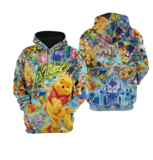 

Pooh Eeyore Tigger Piglet Castle Disney Cartoon Graphic Outfits Clothing Men Women Kids Toddlers Hoodie 3D