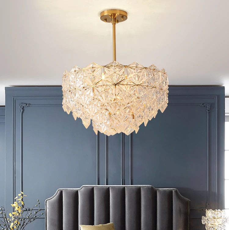 Современная медная хрустальная люстра с гравировкой роскошный художественный