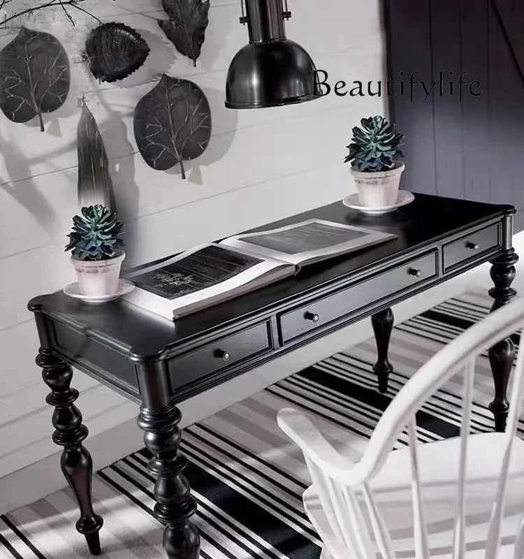 Американский простой светлый роскошный ретро-резьба из цельного дерева