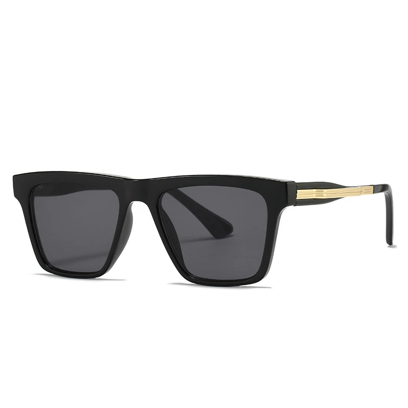 

New European and American Fashion Striped Leopard Frame Sunshade Mirror Inlaid Metal Bar Leg Sunglasses Sunglasses