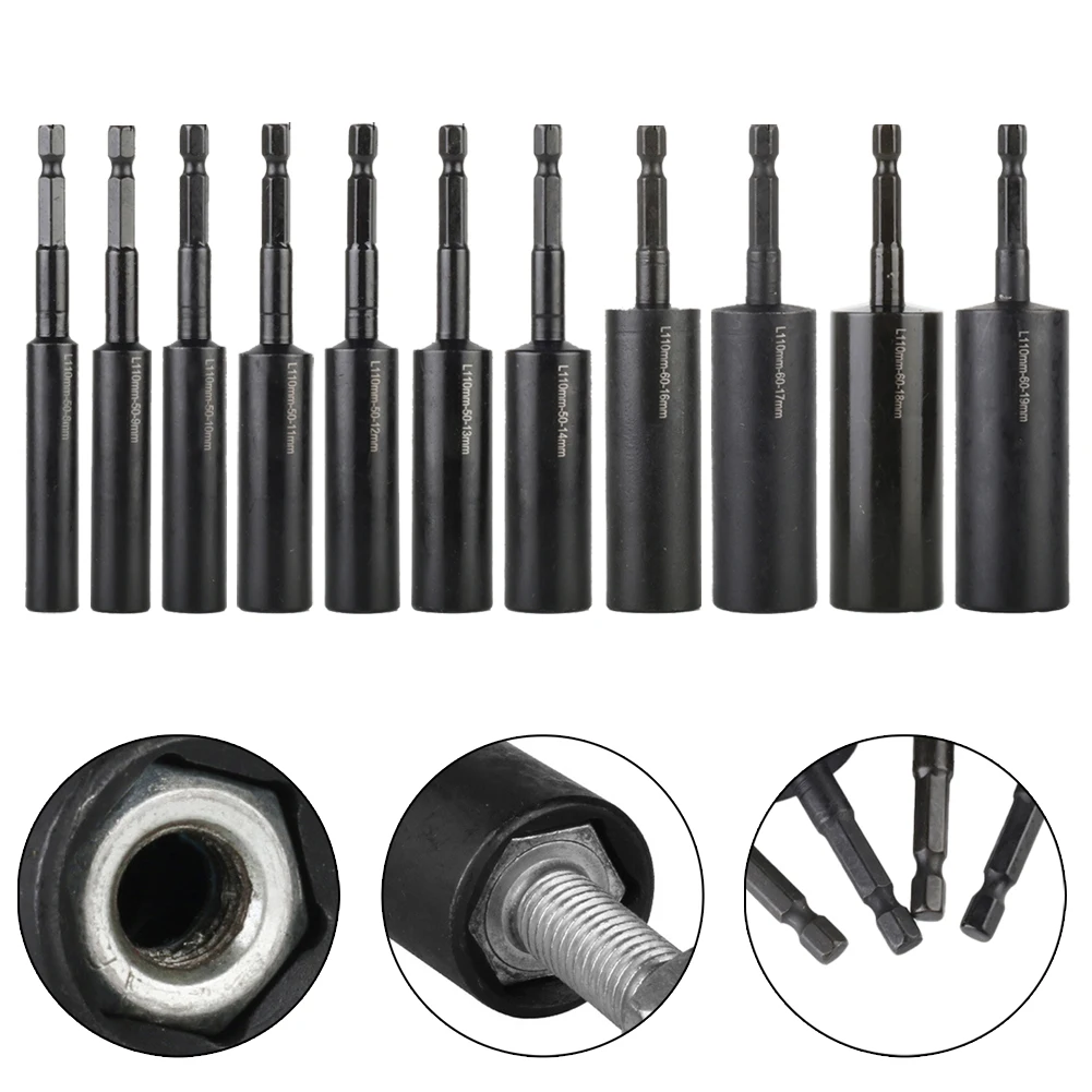 

1pc 110mm Deepen Socket Wrenches Hexagon Nut Driver Drill Bit H8 H9 H10 H11 H12 H13 H14 H16 H17 H18 H19 Sleeve Adapter