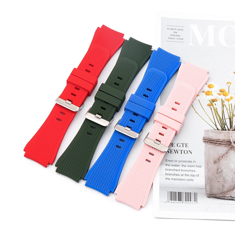 Men's and women's silicone band 22mm needle buckle Suitable for Samsung watch 46mm smart waterproof rubber watch band S4