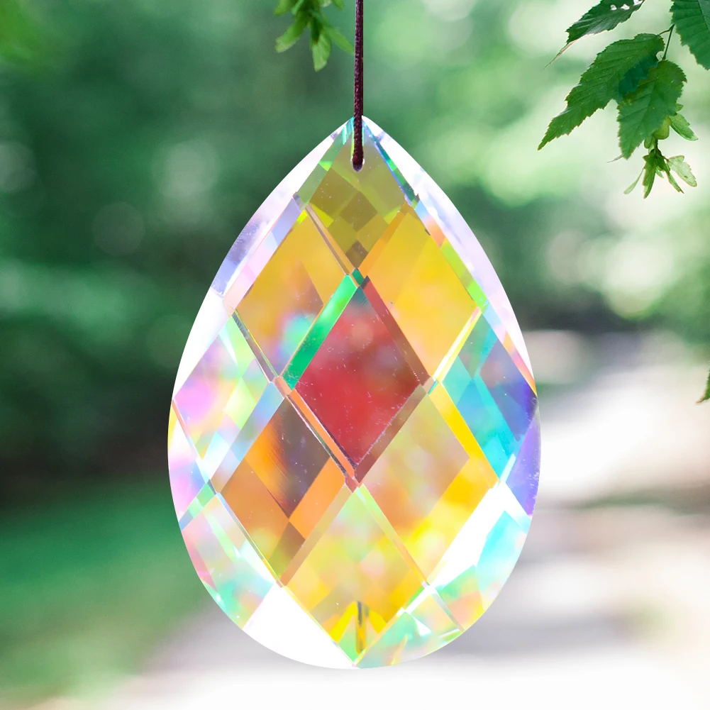 

85MM Excellent AB Colored Mesh Crystal Prism Hanging Chandelier Accessories Sun Catcher Rainbow Maker Home Wedding Decorations