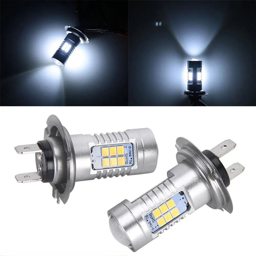 

2PCS H7 LED Fog Lights 3030 21SMD 12V White Super Bright High Power Car Headlights Front Lamp Bulb Auto Accessories
