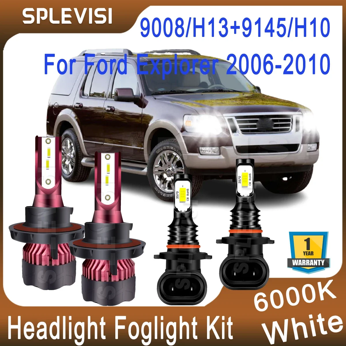 

Ярко-белая Автомобильная фотовспышка 2006 лм для Ford Explorer 2007 2008 2009 2010