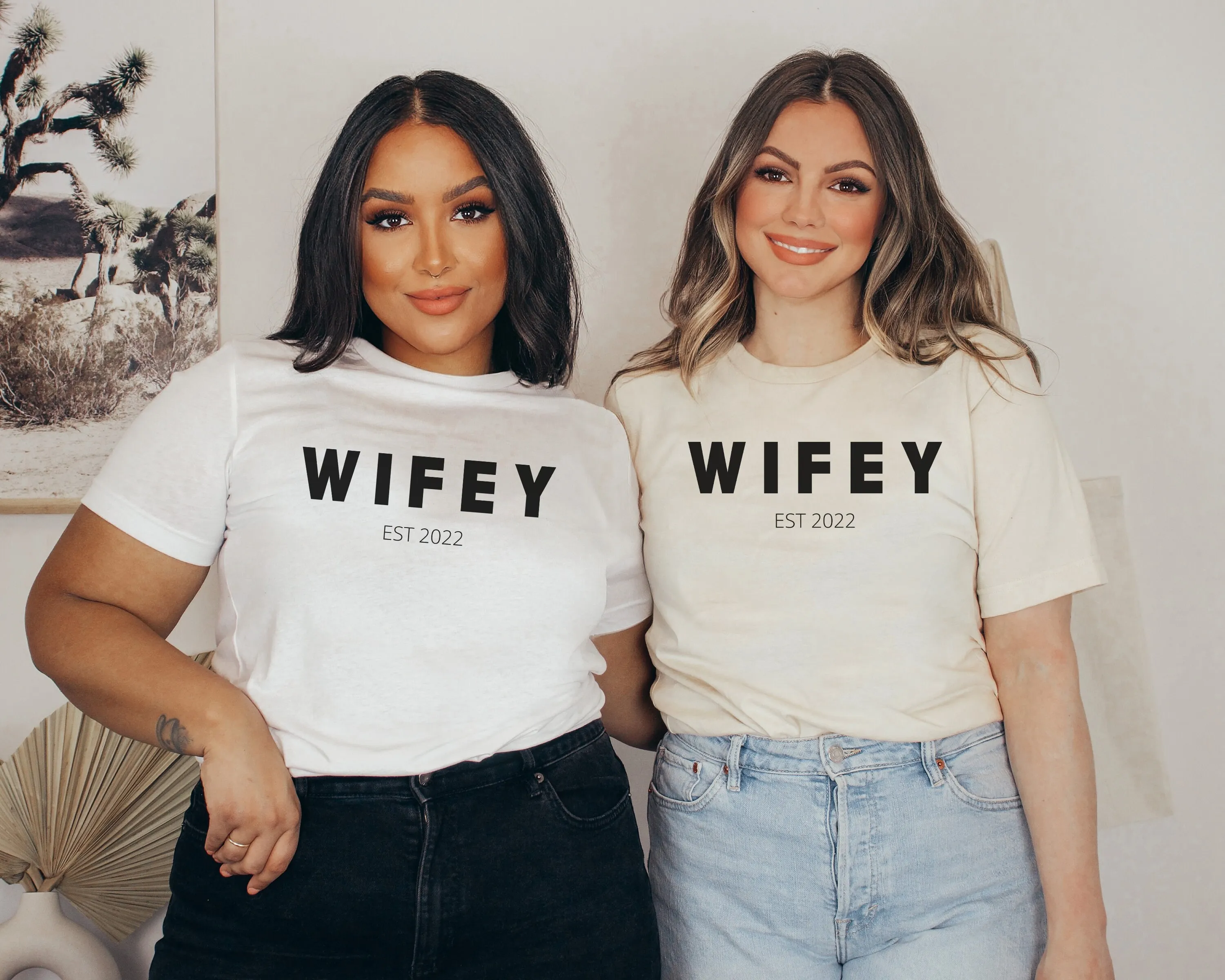 Футболка Wifey Hubby Est 2022 одинаковый комплект для медового месяца пар мужчин и жены на