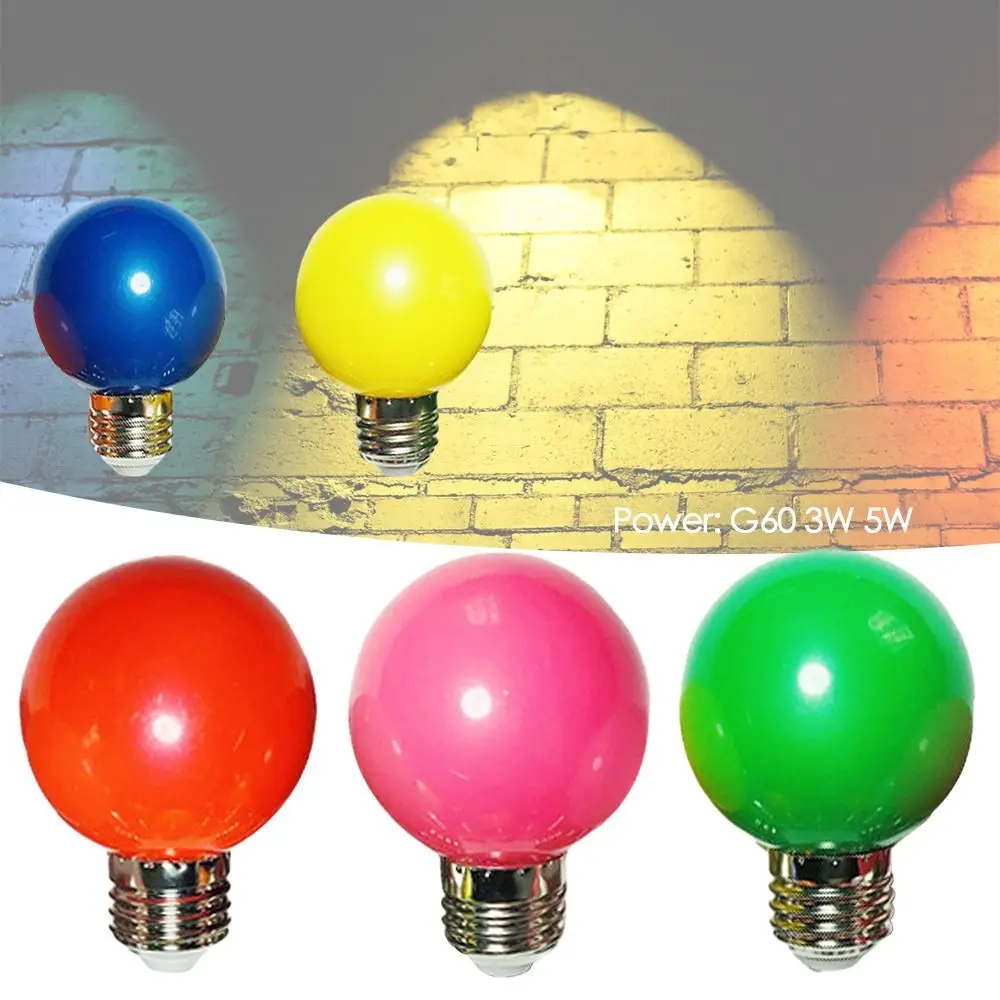 

G60 3W 5W Flashlight Durable Home Decor E27 ABS Lamp Colorful Light LED Bulb