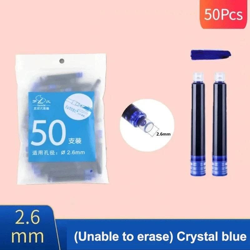 

Набор чернильных картриджей для ручки и чернил, 2,6/3,4 мм, черные/красные/синие чернила, 50 шт. школьных и студенческих канцелярских принадлежностей