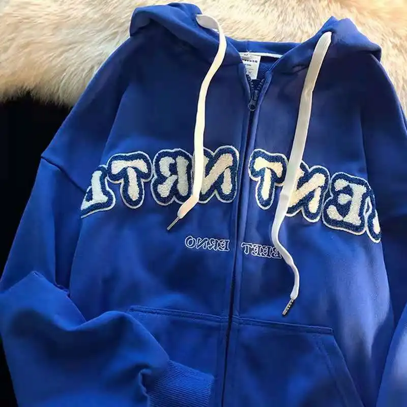 

Женские толстовки с Вышивкой Букв, свободные толстовки в стиле High Street, винтажная одежда для подростков, повседневные женские топы