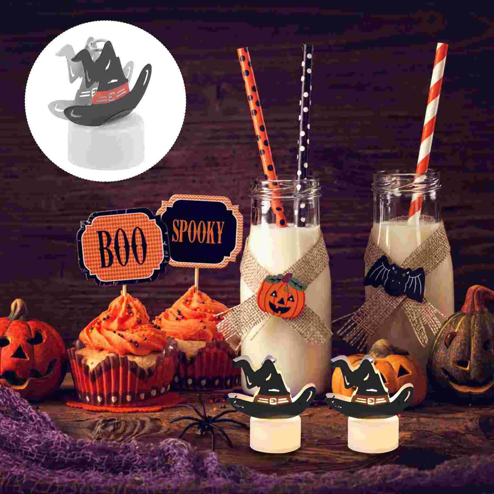 

2 Pcs Flameless Halloween Candles Lamp Light LED Tealights Plastic Girl