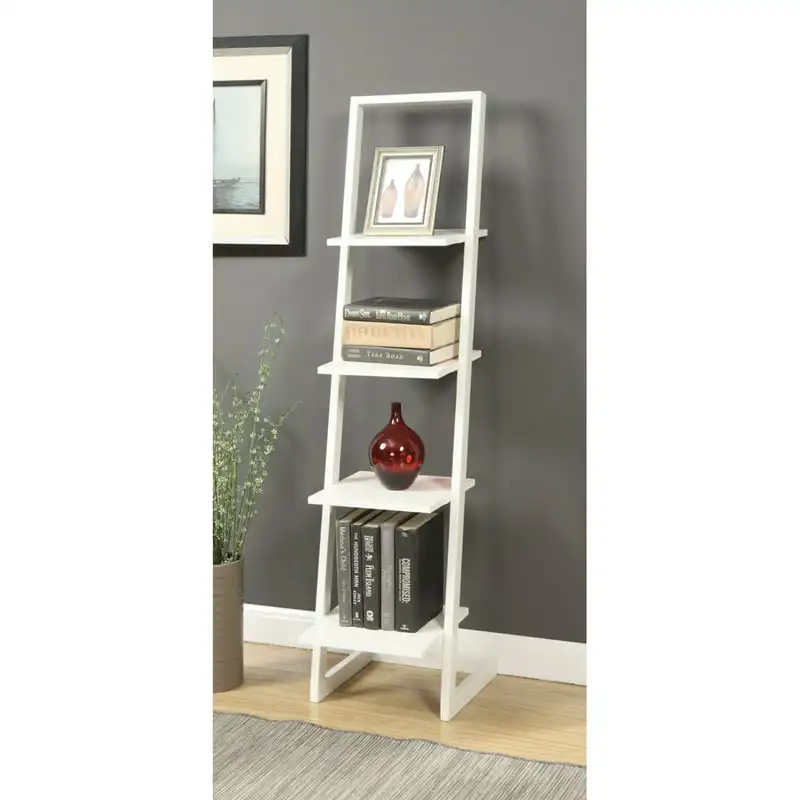 

Convenience Concepts Designs2Go 4 Tier Ladder Bookshelf, White Home Decor Display Stand Book Shelf