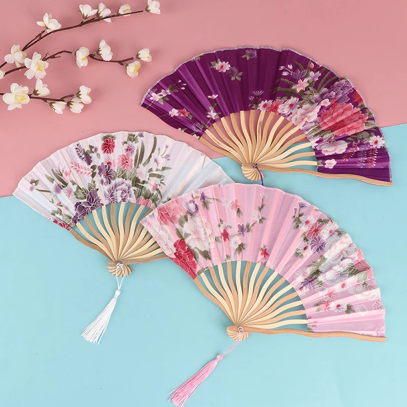 

China Antique Folding Fan Bamboo Fold Hand Fans Wedding Chinese Japanese Fan Children Gift eventail a main Vintage bambu waaiers