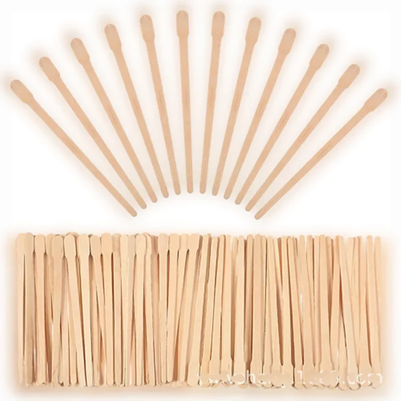 

100pcs Disposable Wooden Waxing Stick Wax Bean Wiping Wax Tool Disposable Hair Removal Beauty Bar Body Beauty Tool Wax Kit