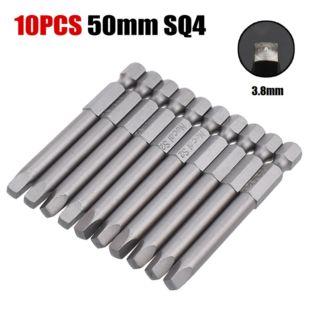 

10Pcs 50/65mm Square Head Screwdriver Bits Set Hex Shank Magnetic Screwdriver Nutdrivers SQ1-SQ5 For Drill Electric Screwdriver