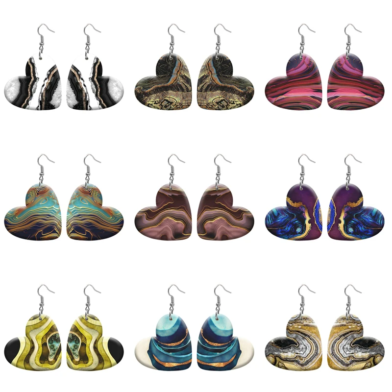 

Hill Art Pattern DIY Heart Resin Hook Earrings For Women Jewelry Y2K Piercing Ear Drop Dangle Accessories Gift For Girls